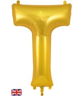 34" Letter T Gold Oaktree Brand Foil Balloon