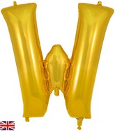34" Letter W Gold Oaktree Brand Foil Balloon