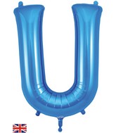 34" Letter U Blue Oaktree Foil Balloon