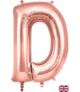 34" Letter D Rose Gold Oaktree Brand Foil Balloon