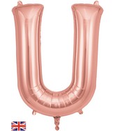 34" Letter U Rose Gold Oaktree Brand Foil Balloon