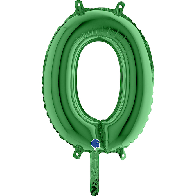 14" Airfill Only (Self Sealing) Number Zero Green Balloon