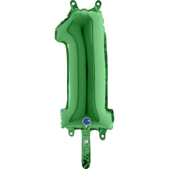 14" Airfill Only (self sealing) Number 1 Green Balloon