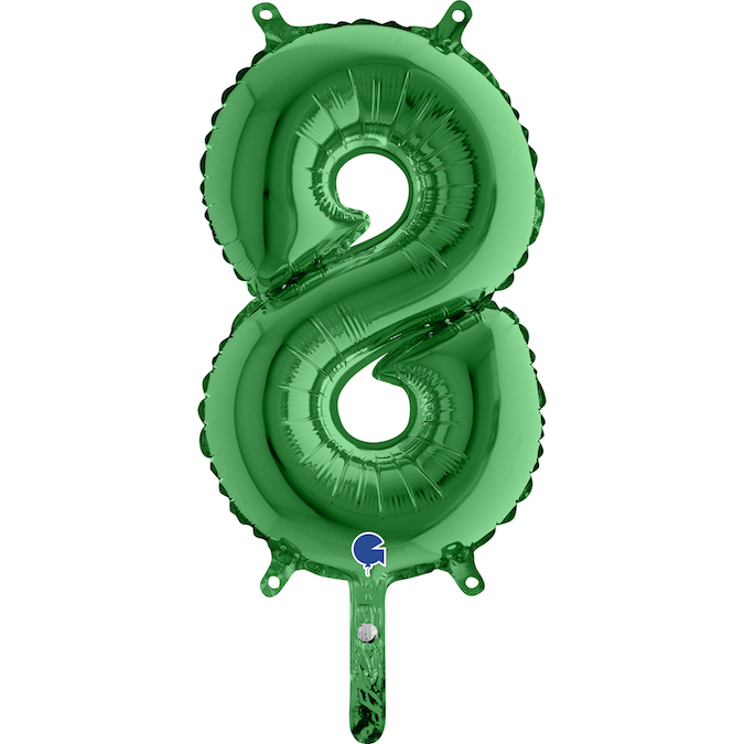 14" Airfill Only (self sealing) Number 8 Green Balloon