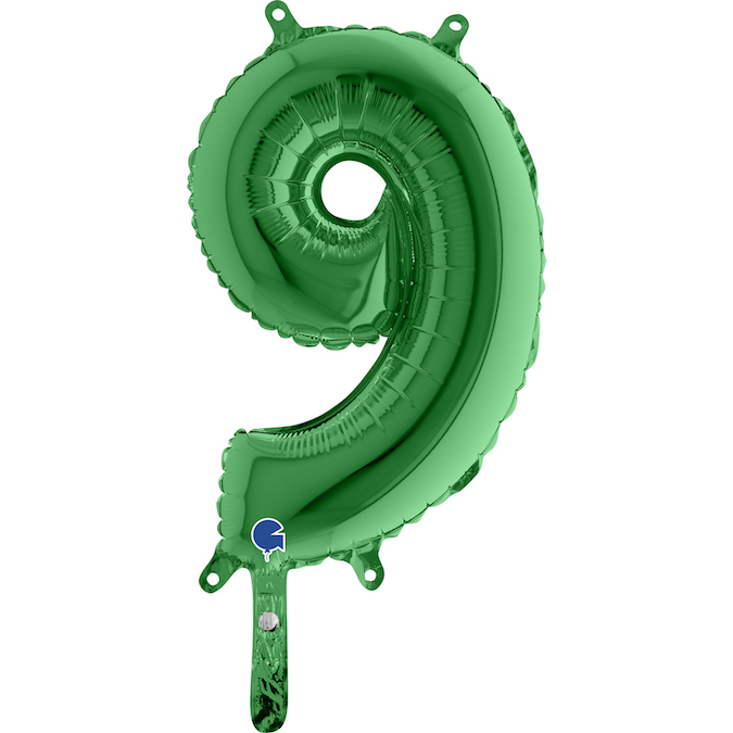 14" Airfill Only (Self Sealing) Number 9 Green Balloon