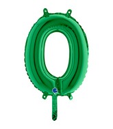 14" Airfill Only (Self Sealing) Number Zero Green Balloon