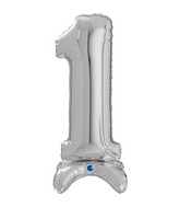 25" Number Standup 1 Silver Foil Balloon