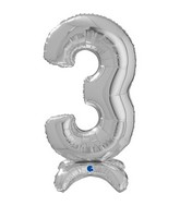 25" Number Standup 3 Silver Foil Balloon