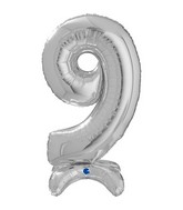 25" Number Standup 9 Silver Foil Balloon