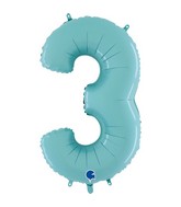 26" Midsize Foil Shape Balloon Number 3 Pastel Blue