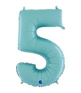 26" Midsize Foil Shape Balloon Number 5 Pastel Blue