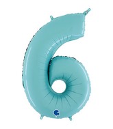 26" Midsize Foil Shape Balloon Number 6 Pastel Blue