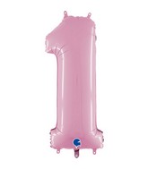 26" Midsize Foil Shape Balloon Number 1 Pastel Pink