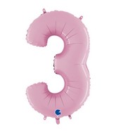 26" Midsize Foil Shape Balloon Number 3 Pastel Pink