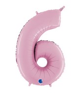 26" Midsize Foil Shape Balloon Number 6 Pastel Pink