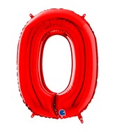 26" Midsize Foil Shape Balloon Number 0 Red