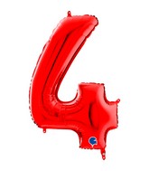 26" Midsize Foil Shape Balloon Number 4 Red