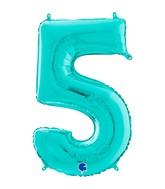 26" Midsize Foil Shape Balloon Number 5 Tiffany