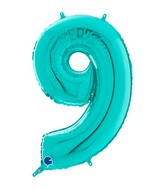 26" Midsize Foil Shape Balloon Number 9 Tiffany
