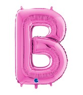 26" Midsize Letter Shape B Fuchsia Foil Balloon
