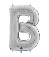 26" Midsize Letter Shape B Silver Foil Balloon