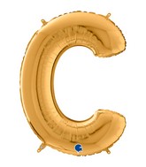 26" Midsize Letter Shape C Gold Foil Balloon