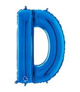 26" Midsize Letter Shape D Blue Foil Balloon
