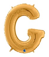 26" Midsize Letter Shape G Gold Foil Balloon