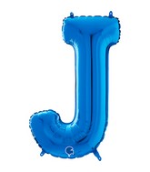26" Midsize Letter Shape J Blue Foil Balloon