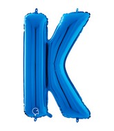 26" Midsize Letter Shape K Blue Foil Balloon