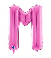 26" Midsize Letter Shape M Fuchsia Foil Balloon