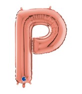 26" Midsize Letter Shape P Rose Gold Foil Balloon