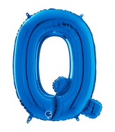 26" Midsize Letter Shape Q Blue Foil Balloon
