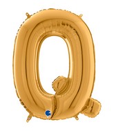 26" Midsize Letter Shape Q Gold Foil Balloon
