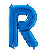26" Midsize Letter Shape R Blue Foil Balloon