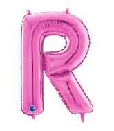 26" Midsize Letter Shape R Fuchsia Foil Balloon