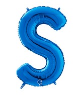 26" Midsize Letter Shape S Blue Foil Balloon