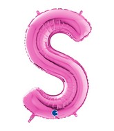 26" Midsize Letter Shape S Fuchsia Foil Balloon