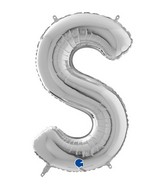 26" Midsize Letter Shape S Silver Foil Balloon