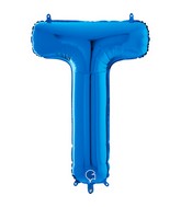 26" Midsize Letter Shape T Blue Foil Balloon