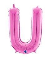 26" Midsize Letter Shape U Fuchsia Foil Balloon