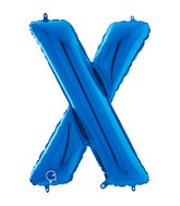 26" Midsize Letter Shape X Blue Foil Balloon