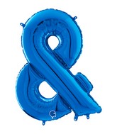 26" Symbol Ampersand Blue Foil Balloon