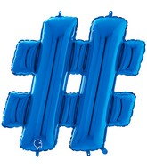26" Symbol Hashtag Blue Foil Balloon