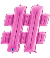 26" Symbol Hashtag Fuchsia Foil Balloon