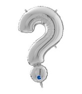 26" Symbol Question Mark Silver Foil Balloon