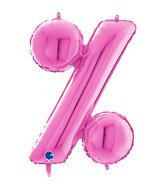 26" Symbol Percentage Fuchsia Foil Balloon