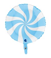 18" Candy Swirly White-Matte Blue Foil Balloon