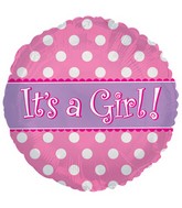 4.5" Airfill Only Foil Balloon It's A Girl Dots