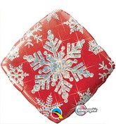 18" Holographic Snowflake Sparkle Balloon Red